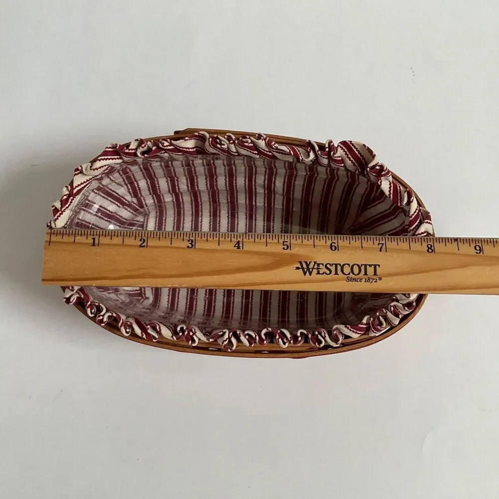 Longaberger 1994 Sweetheart Be Mine Valentine Basket Striped Liner & Protector
